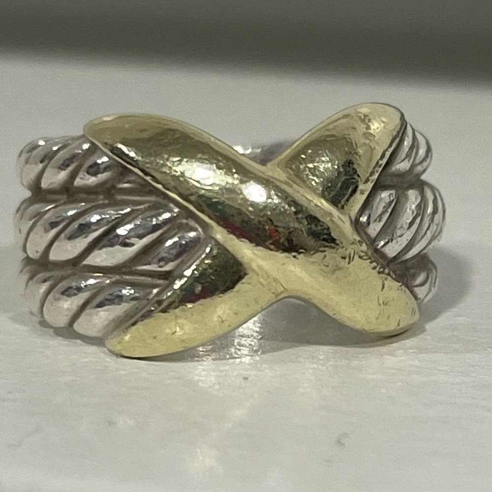 David Yurman vintage two-tone X triple row band